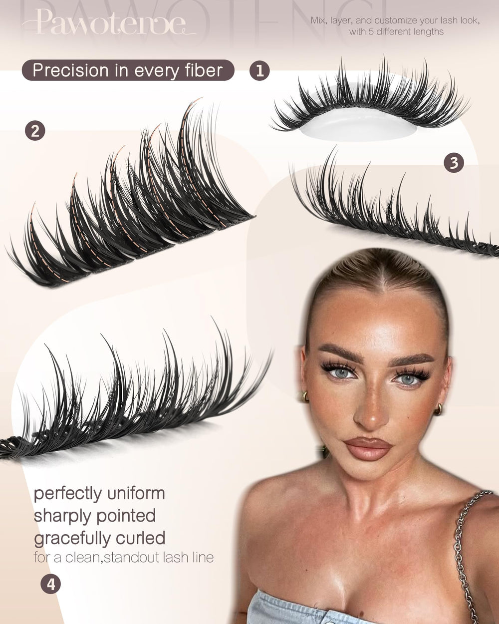 Pawotence Manga Lash Clusters five lengths for customizable volume