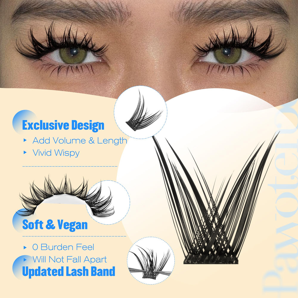 Pawotence Manga Lash Clusters 10-16mm range for customizable length and volume
