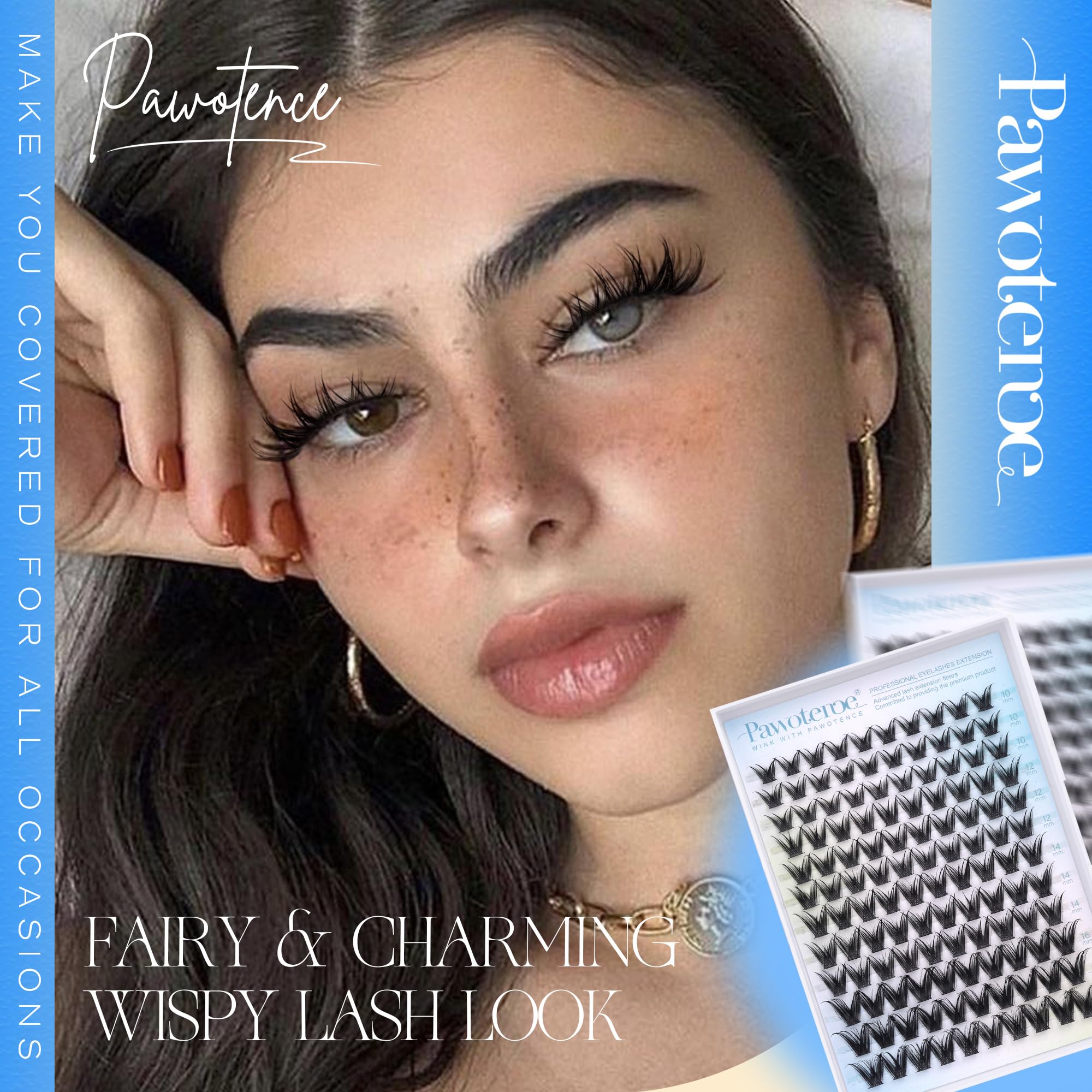 Pawotence Manga Lash Clusters on-eye view showing quick enhancement