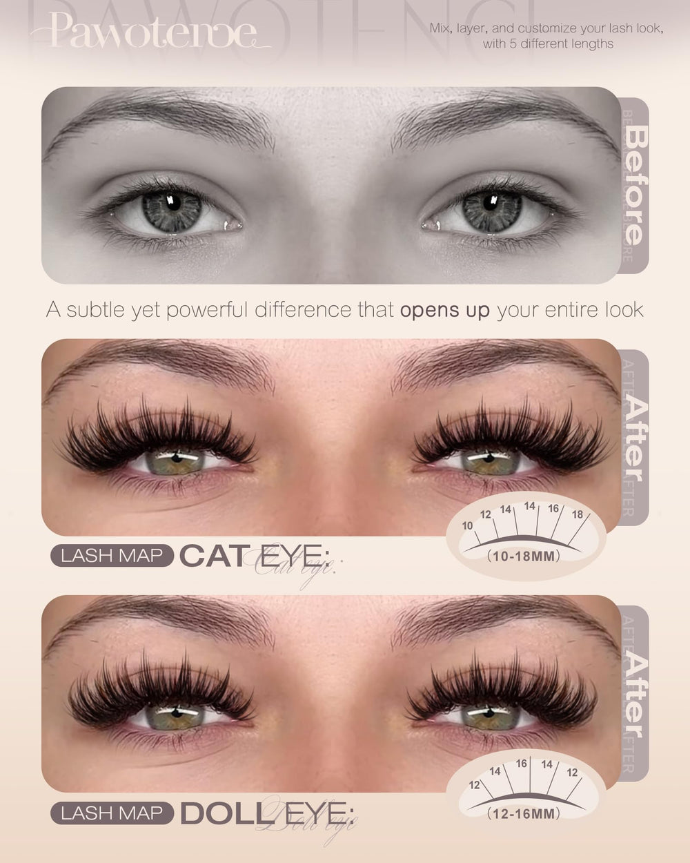 Pawotence Manga Lash Clusters wet-look finish adds glossy density