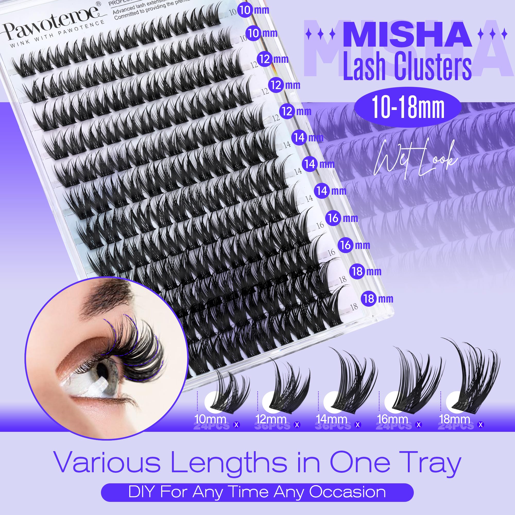 Pawotence Misha Lashes Clusters soft band detail for comfortable wear.