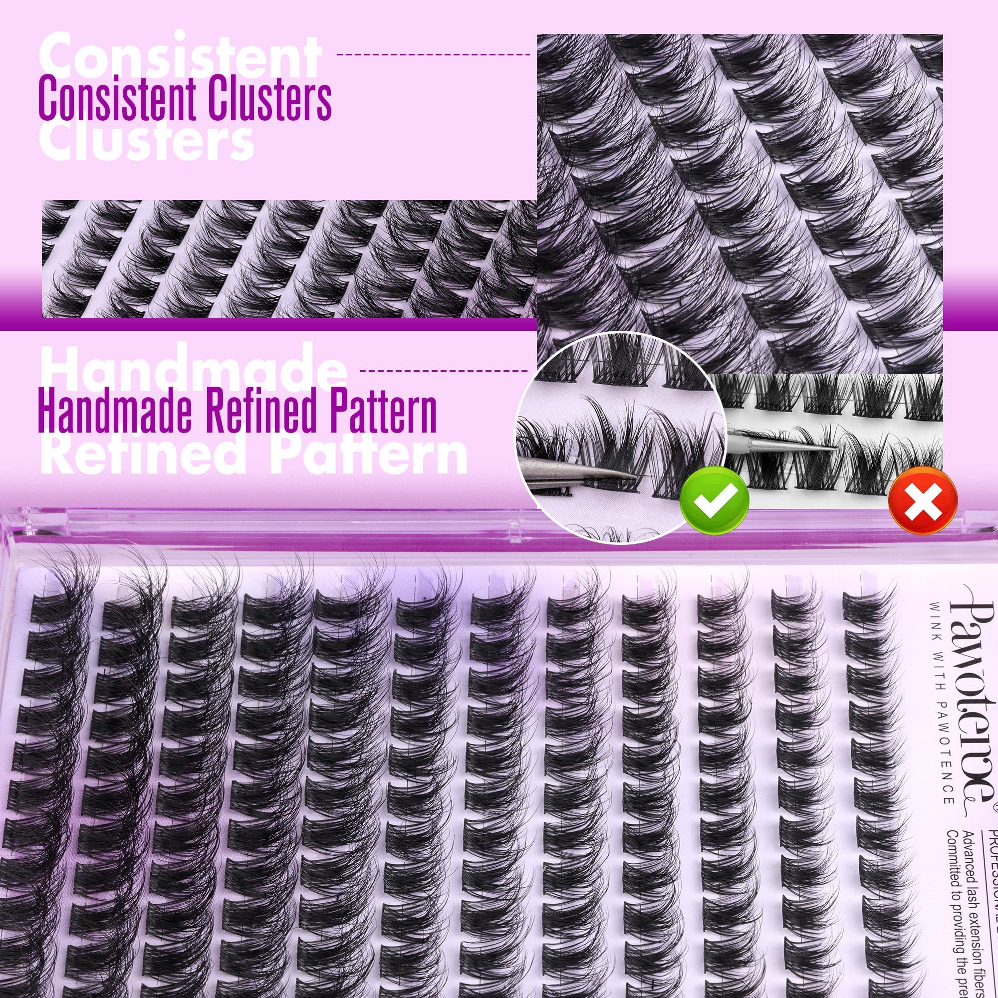 Pawotence professional eyelash extensions-inspired clusters provide salon-like results.