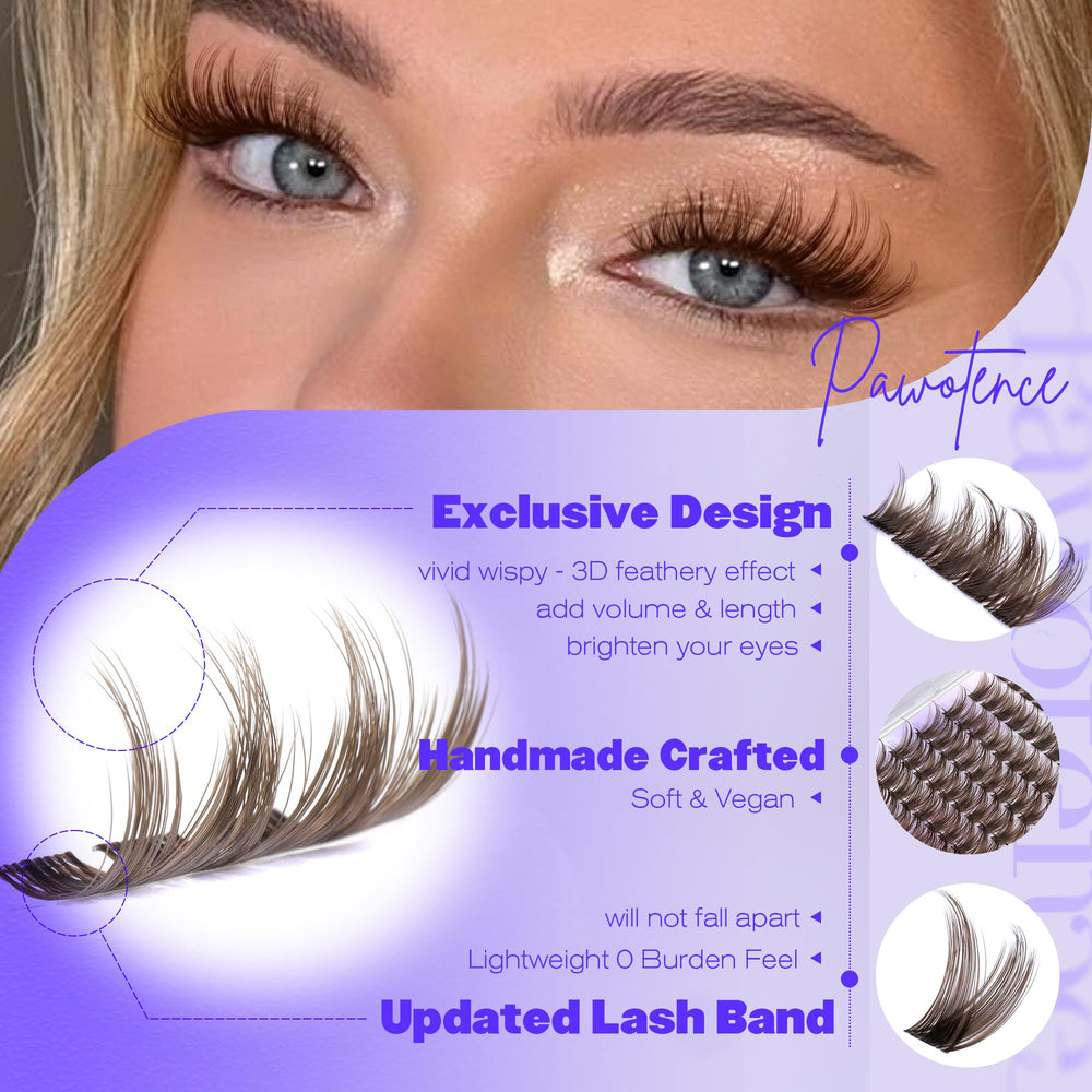 Pawotence wispy clusters on lid highlight seamless blend with natural lashes