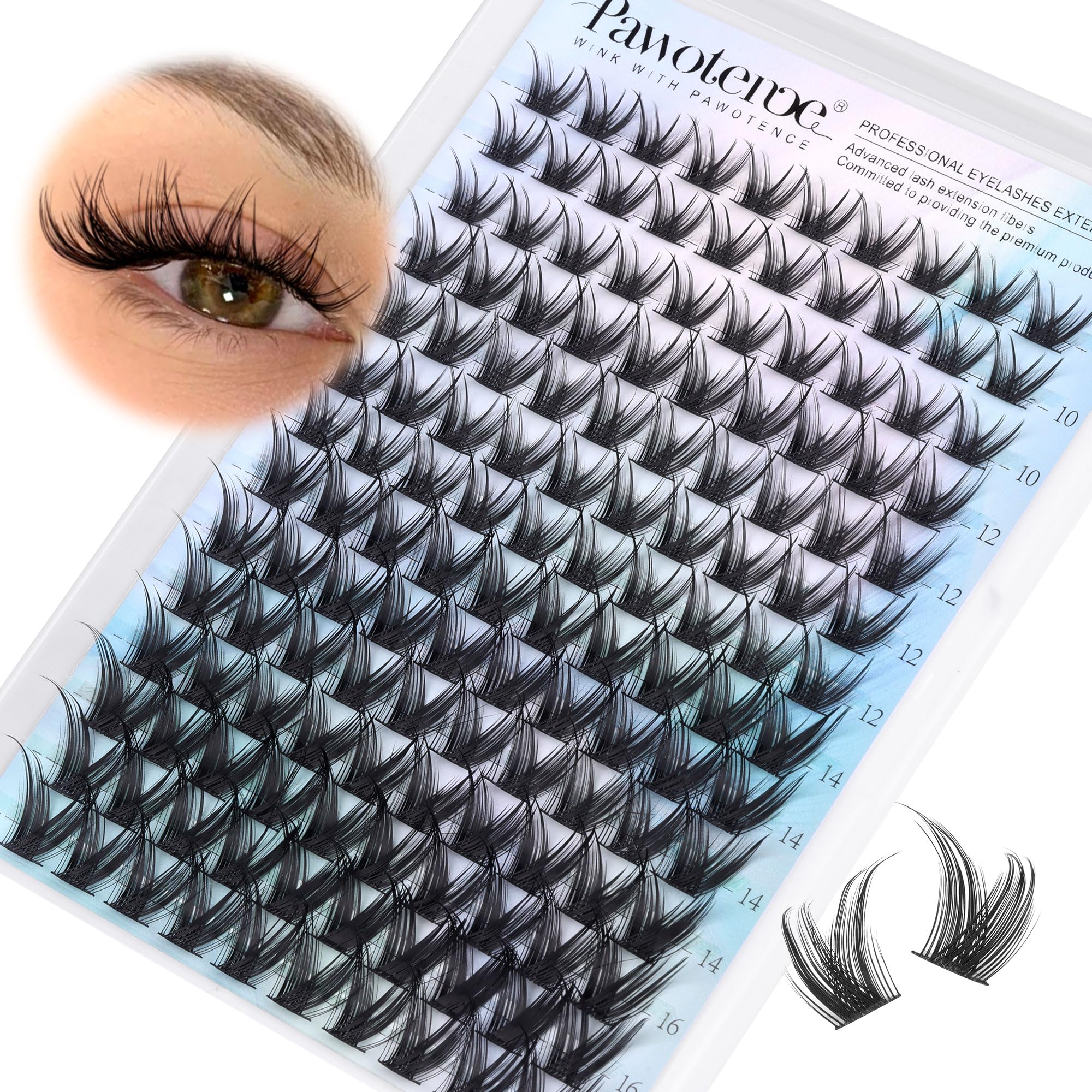 Pawotence wispy cluster lashes 10-16mm for natural fullness