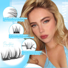 Pawotence Wispy Lash Clusters with tweezers demonstrating easy application steps