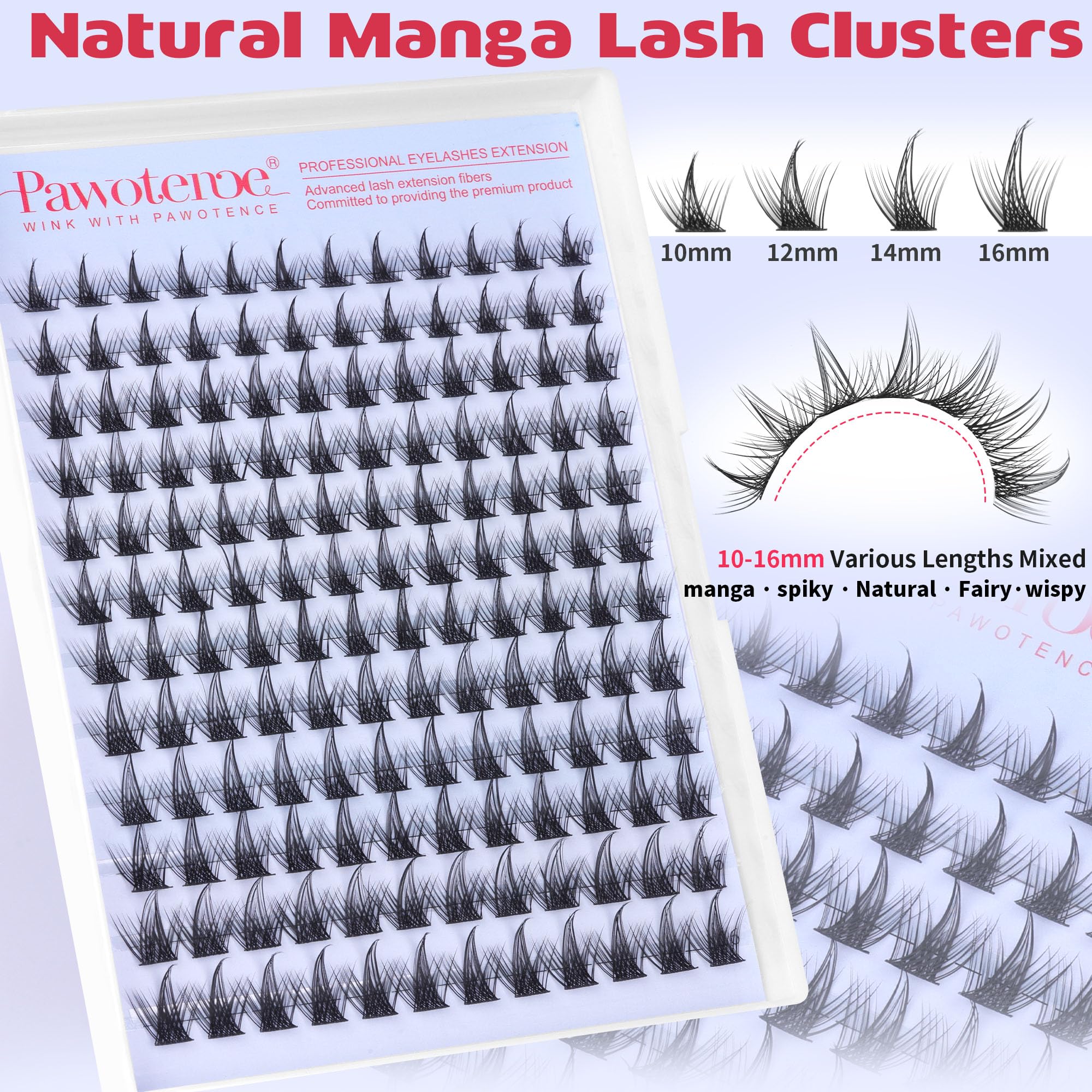 Pawotence wispy spikes lashes provide delicate texture for a refined, clump-free finish.