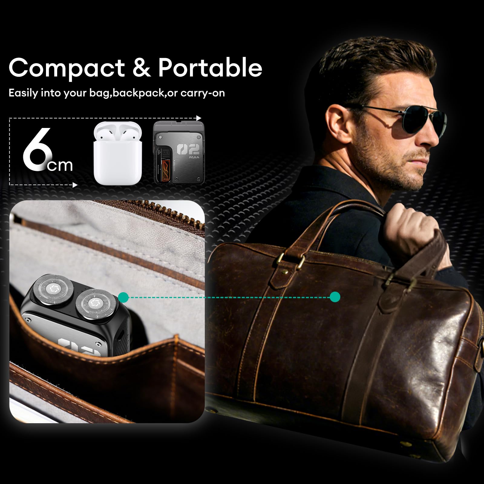 PAXA Mini Electric Shaver battery indicator shows power level for easy charging