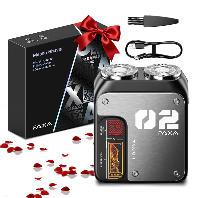 PAXA Mini Electric Shaver dual-ring head for a close, gentle shave