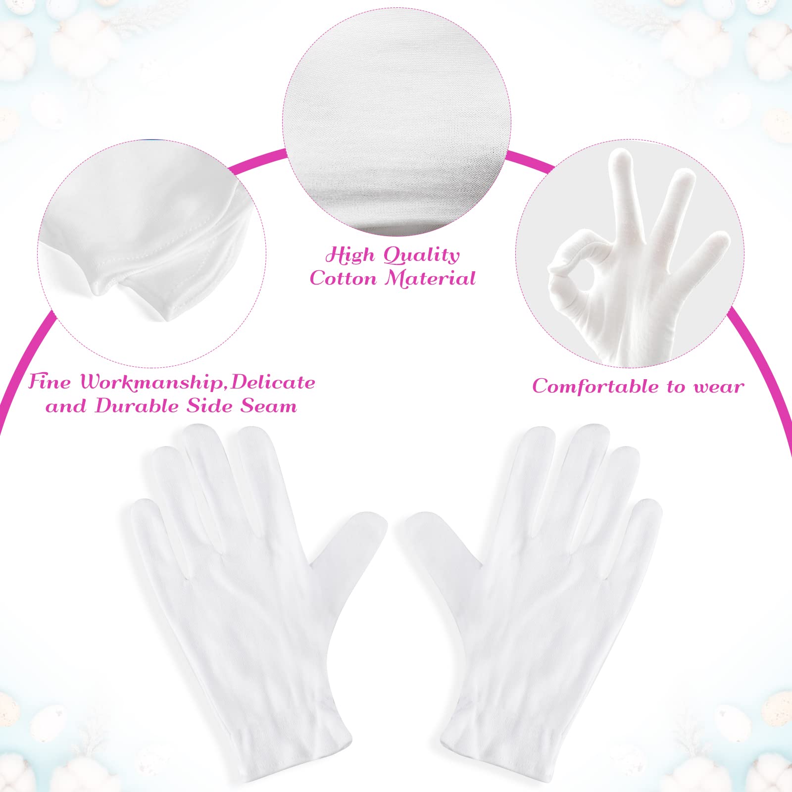 Paxcoo guantes de algodón XL para spa de manos y cosmética suave