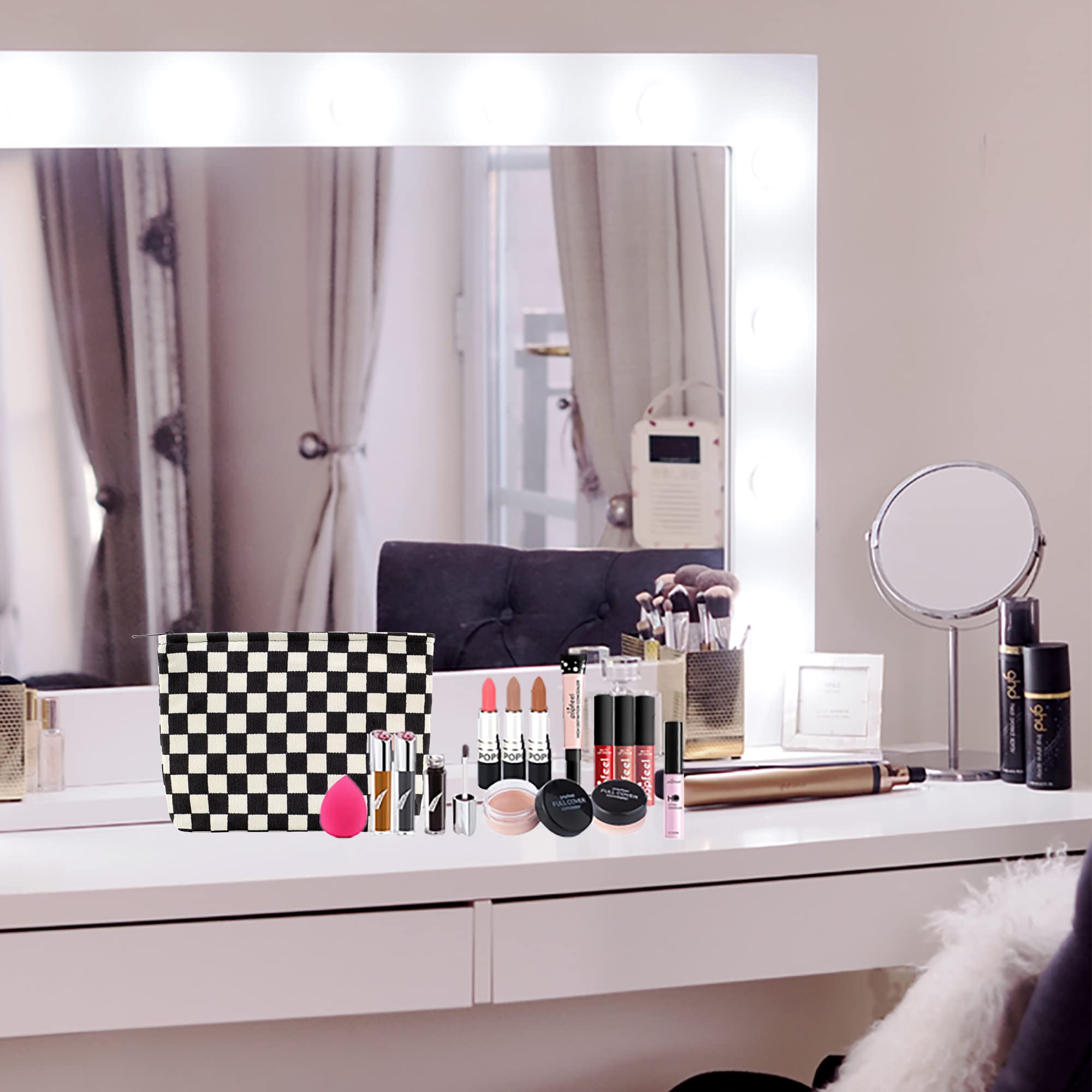 PAZIMIIK travel essentials pouch fits toiletries and beauty tools.