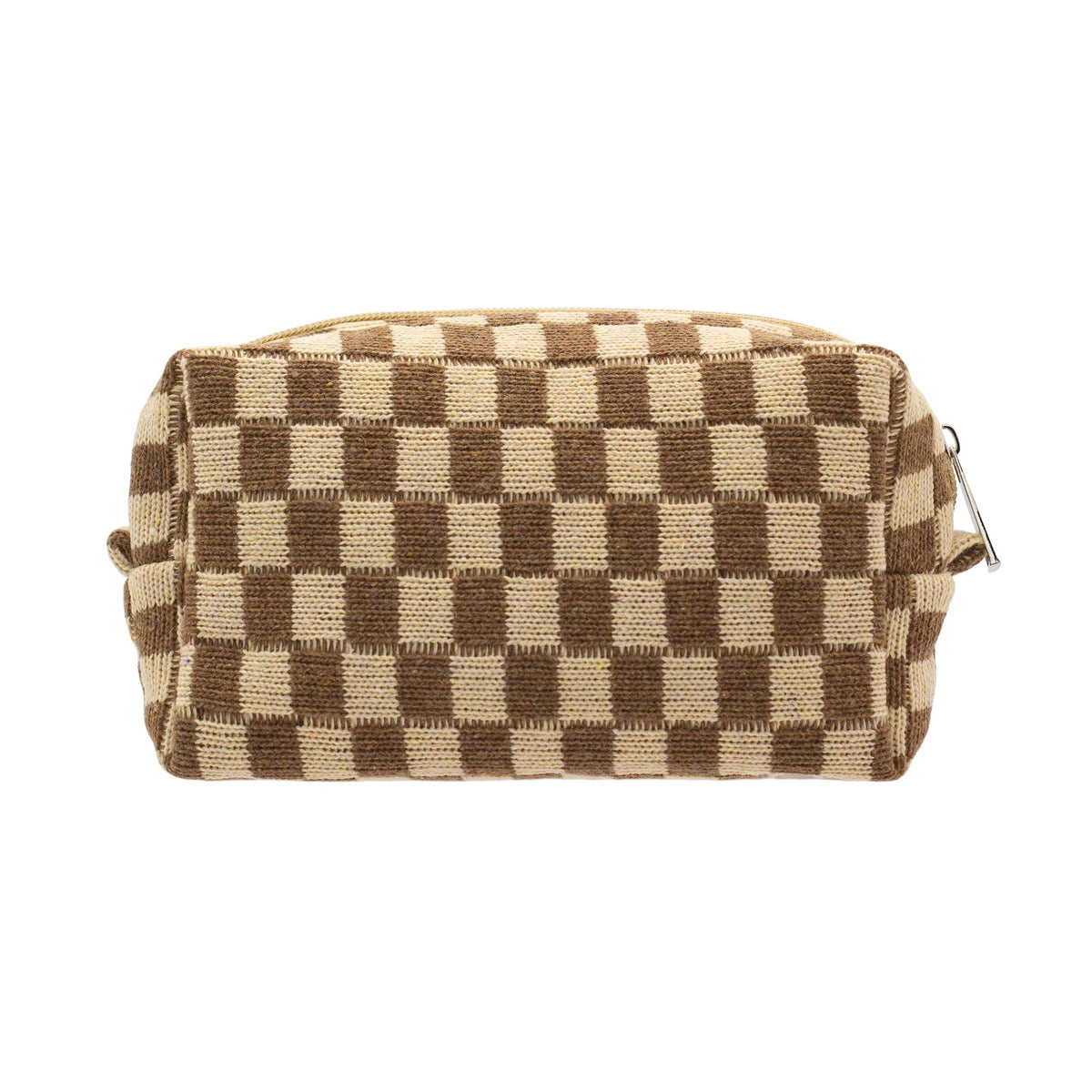 PAZIMIIK checkered makeup bag coffee keeps cosmetics organized for purse or travel.