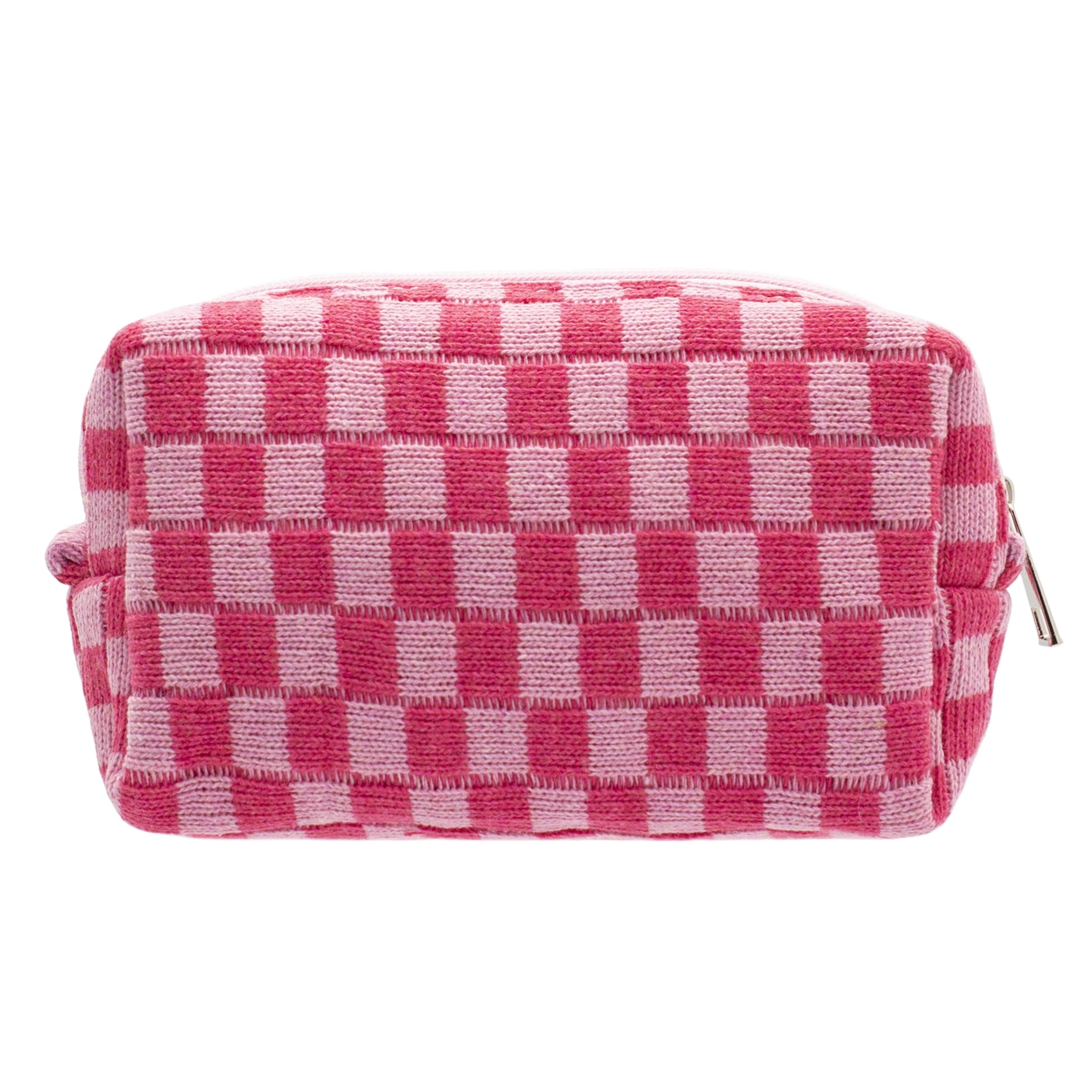 PAZIMIIK Checkered Makeup Bag front view showing portable storage for cosmetics
