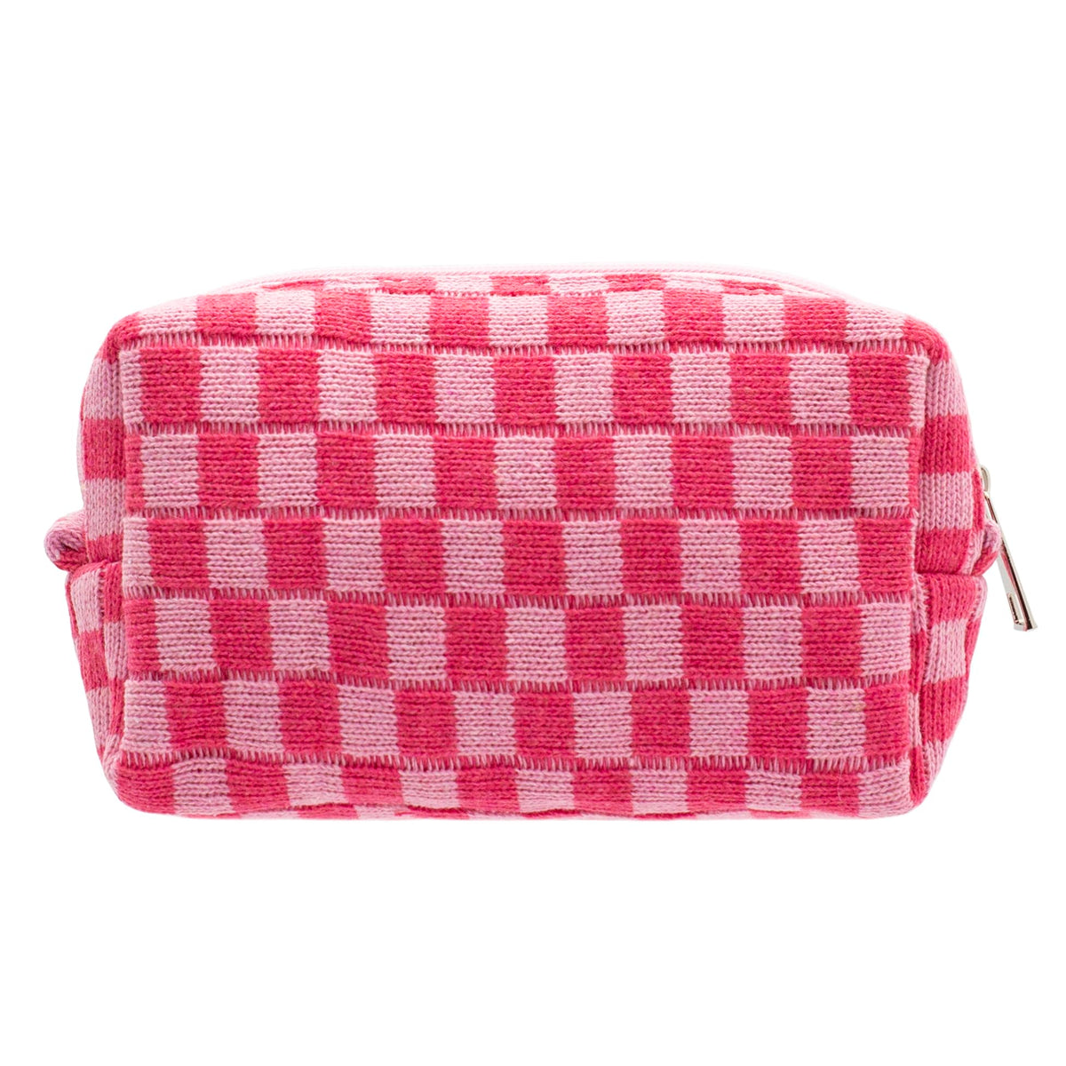 PAZIMIIK Checkered Makeup Bag front view showing portable storage for cosmetics