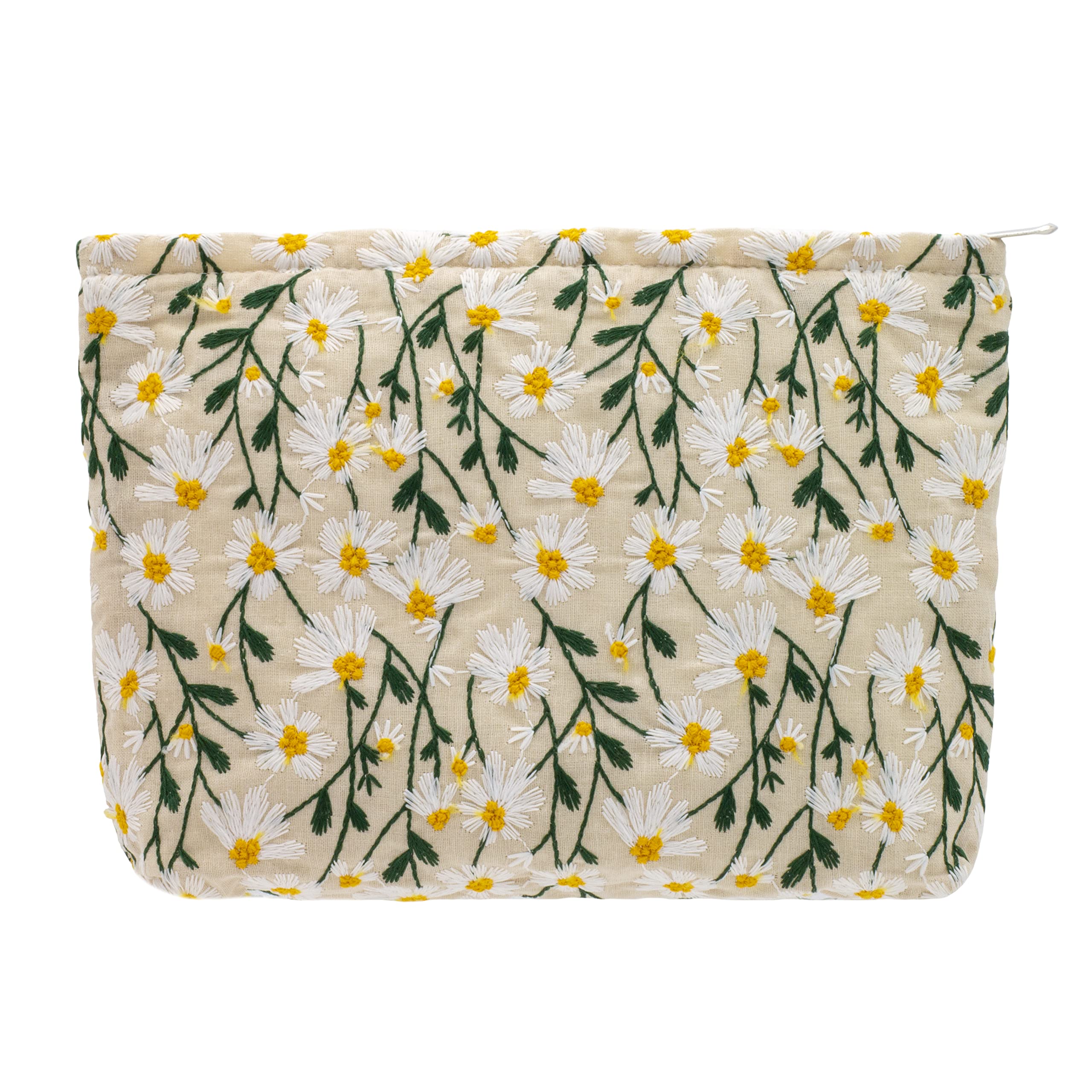 PAZIMIIK Daisy White makeup bag with elegant design for daily organization