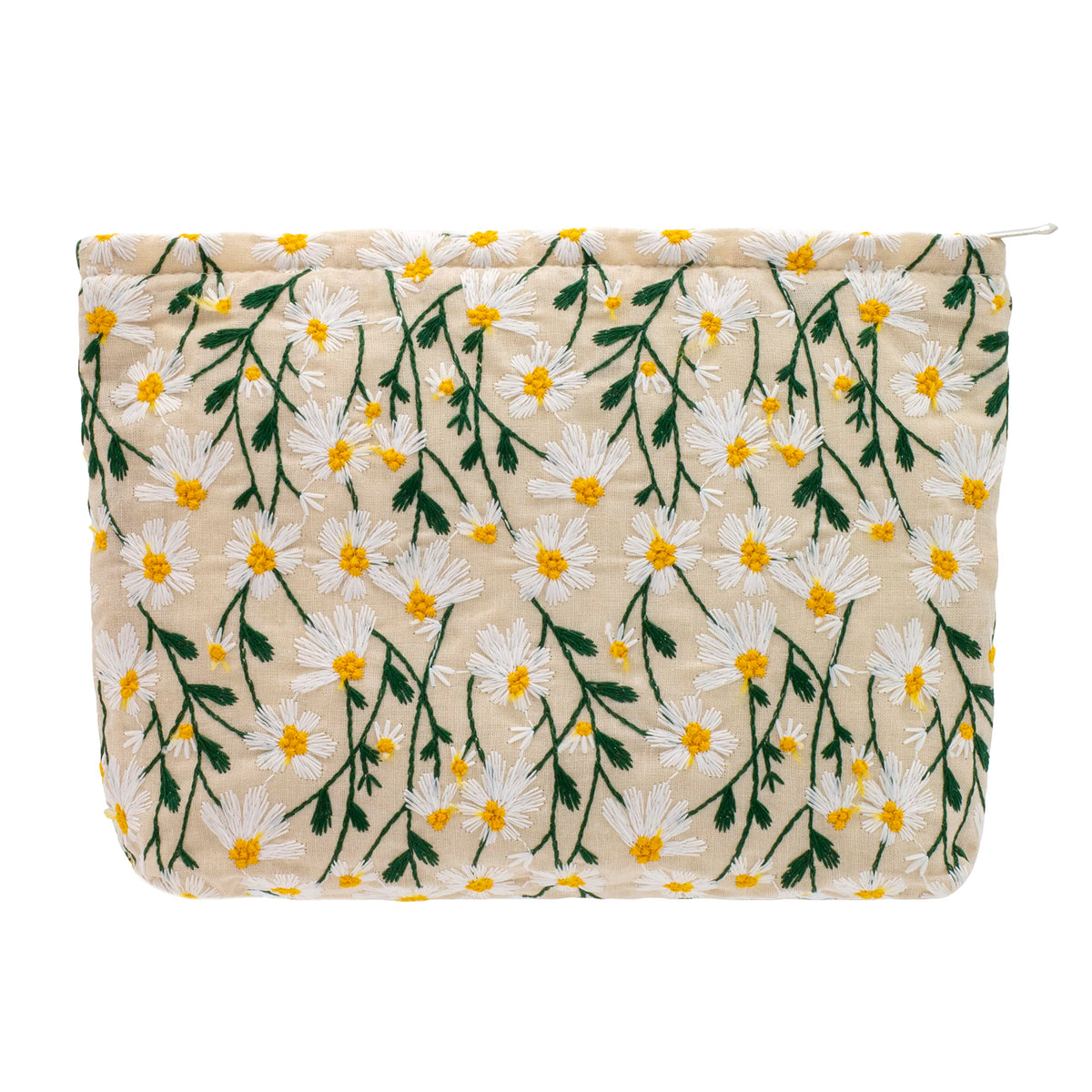 PAZIMIIK Daisy White makeup bag with elegant design for daily organization