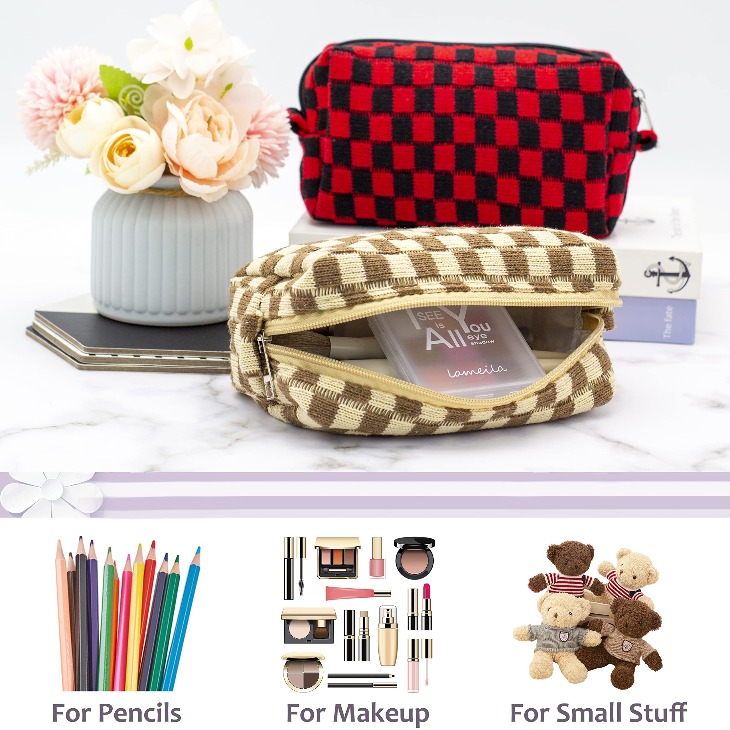 PAZIMIIK portable cosmetic pouch coffee fits essentials neatly on the go.