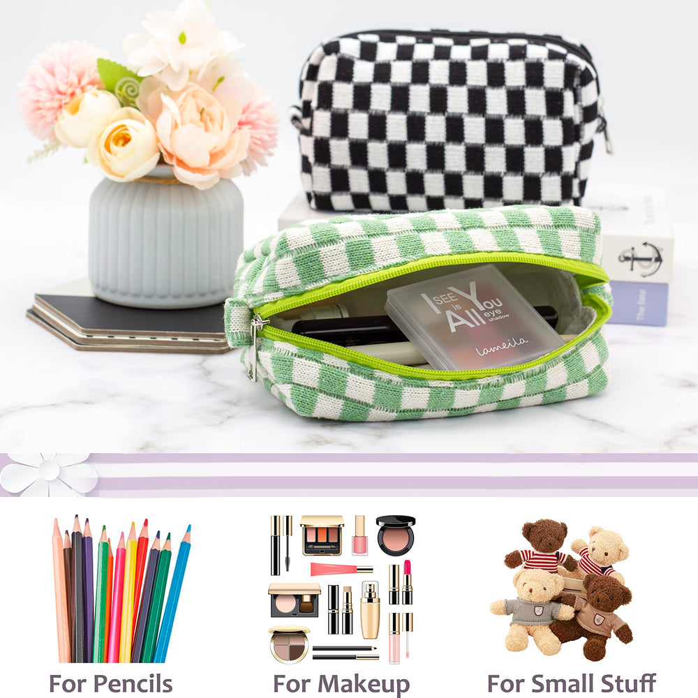 PAZIMIIK purse-friendly makeup pouch with top zipper secures essentials during travel.