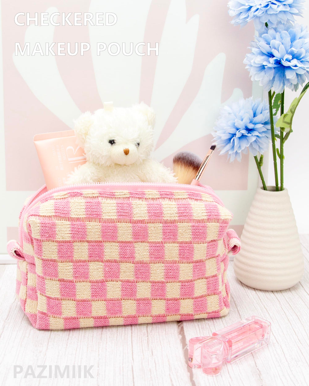 PAZIMIIK purse-size cosmetic pouch keeps essentials organized on the go.