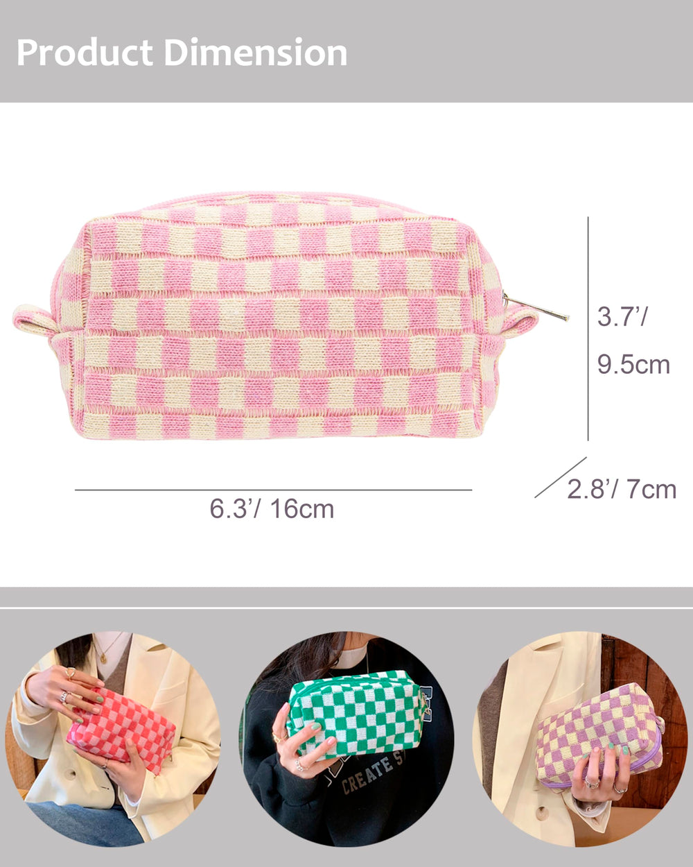 PAZIMIIK rectangular makeup bag with flat bottom stands upright for convenient use.