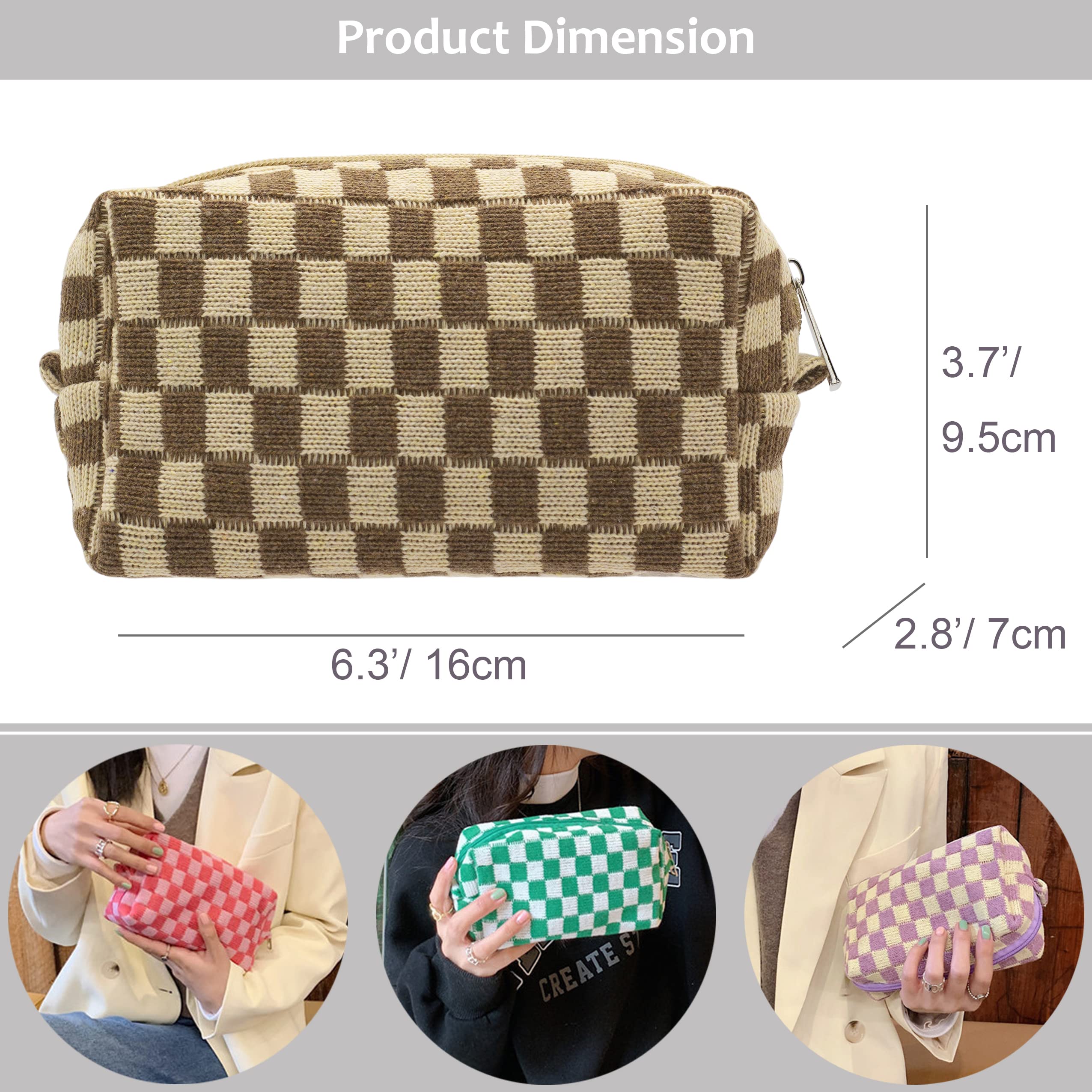 PAZIMIIK zipper makeup case coffee secures items with a chic closure.