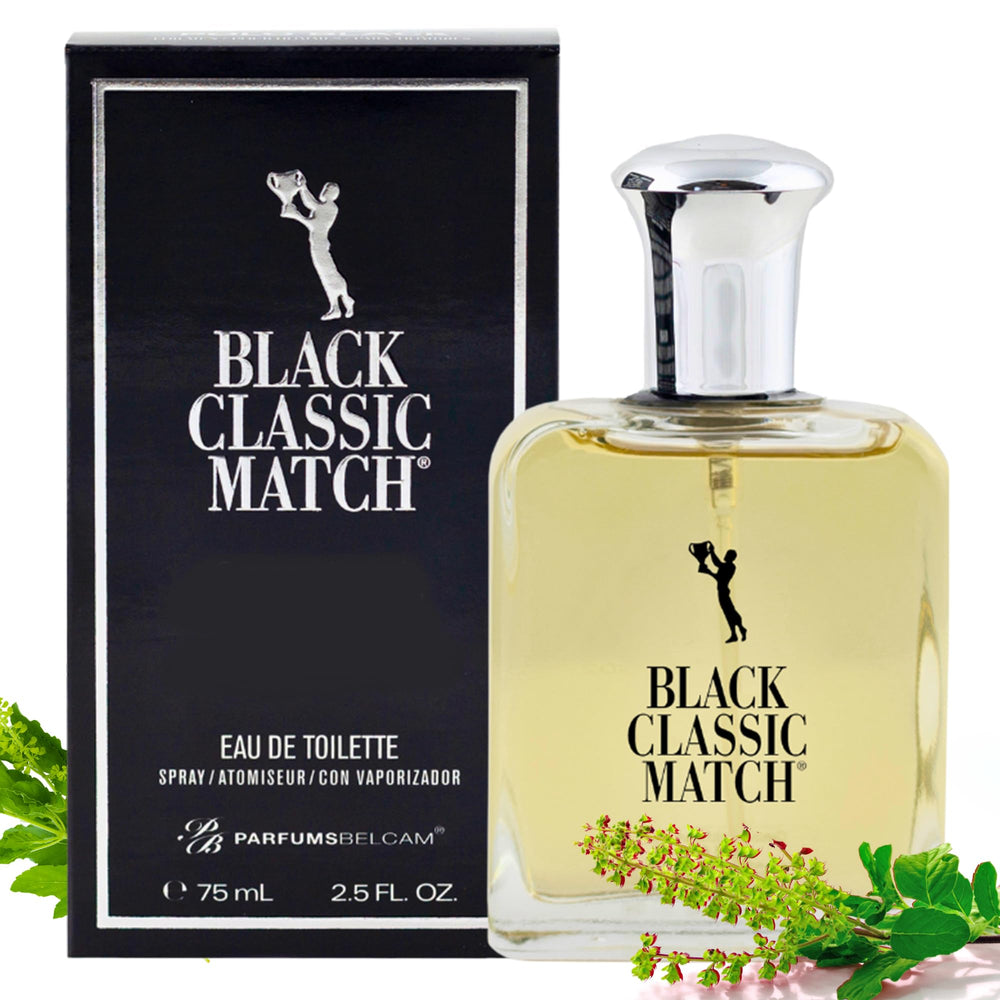 PB ParfumsBelcam Black Classic Match bottle front view, fresh woody profile for daily wear