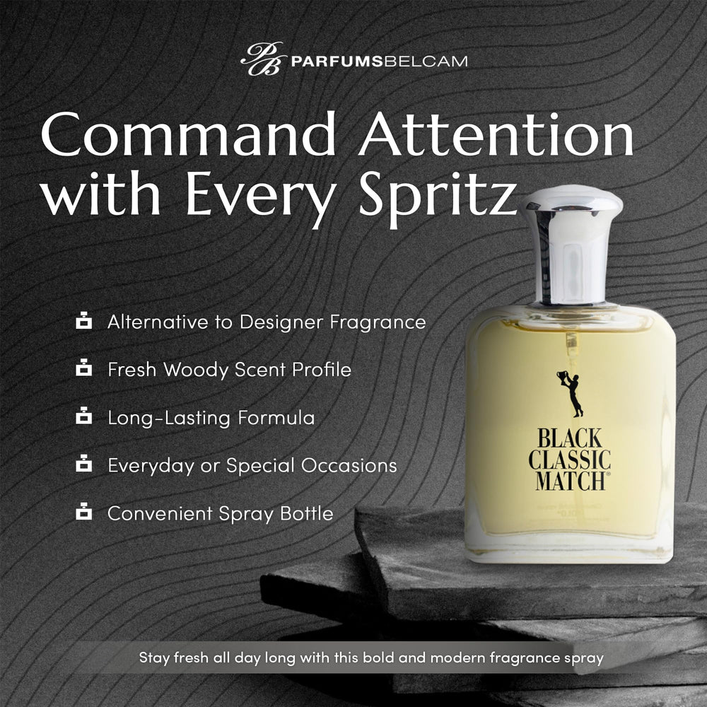 PB ParfumsBelcam Black Classic Match spray nozzle, precise application for long-lasting freshness