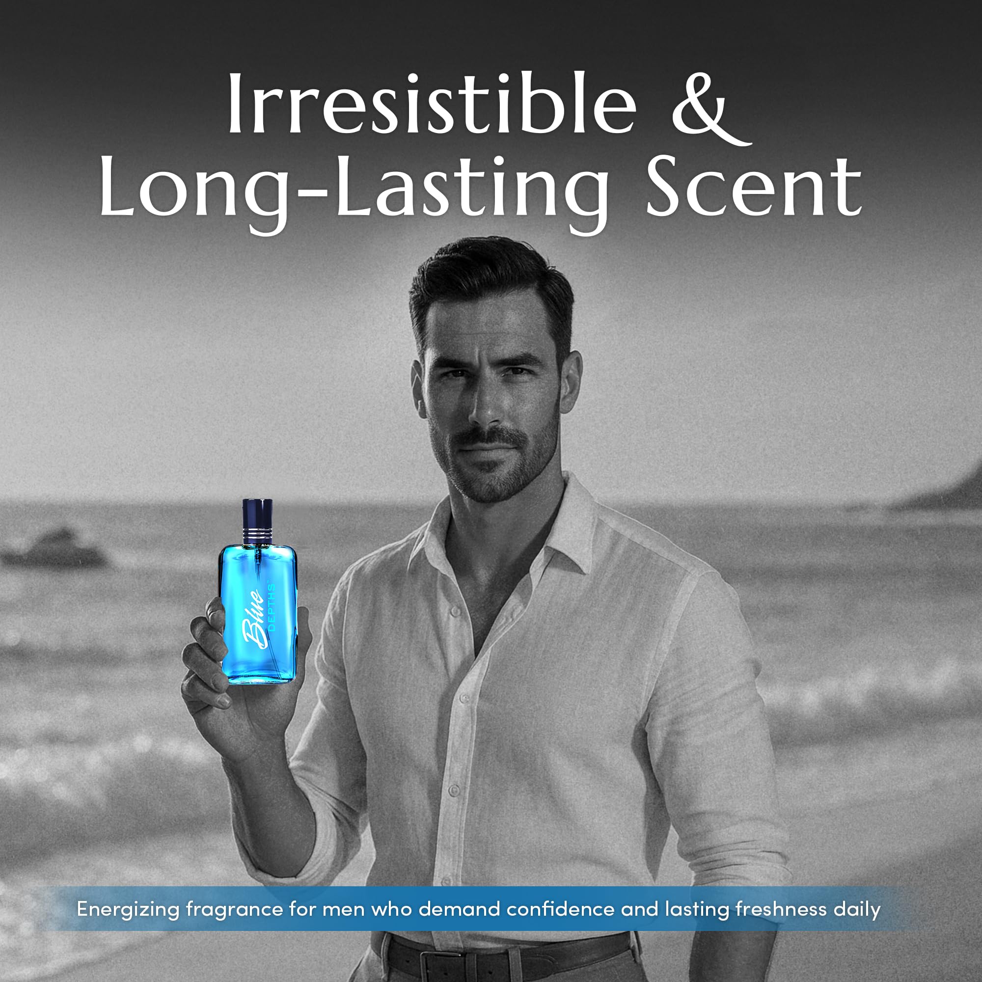 PB ParfumsBelcam Blue Depths citrus-bergamot note enhances daytime confidence