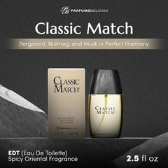 PB ParfumsBelcam Classic Match bottle side showcasing modern masculine style.