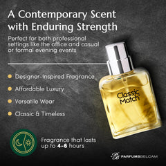 PB ParfumsBelcam Classic Match Green bottle closeup highlights bergamot and basil notes