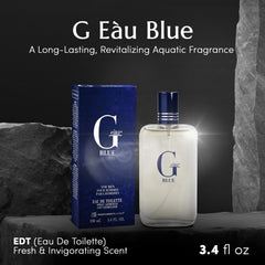 PB ParfumsBelcam G Eau Blue packaging shot emphasizes premium presentation.