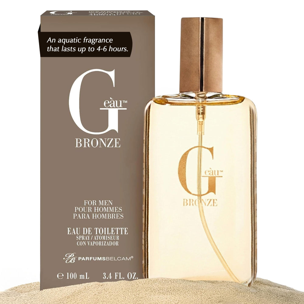PB ParfumsBelcam G Eau Bronze bottle closeup for daily wear