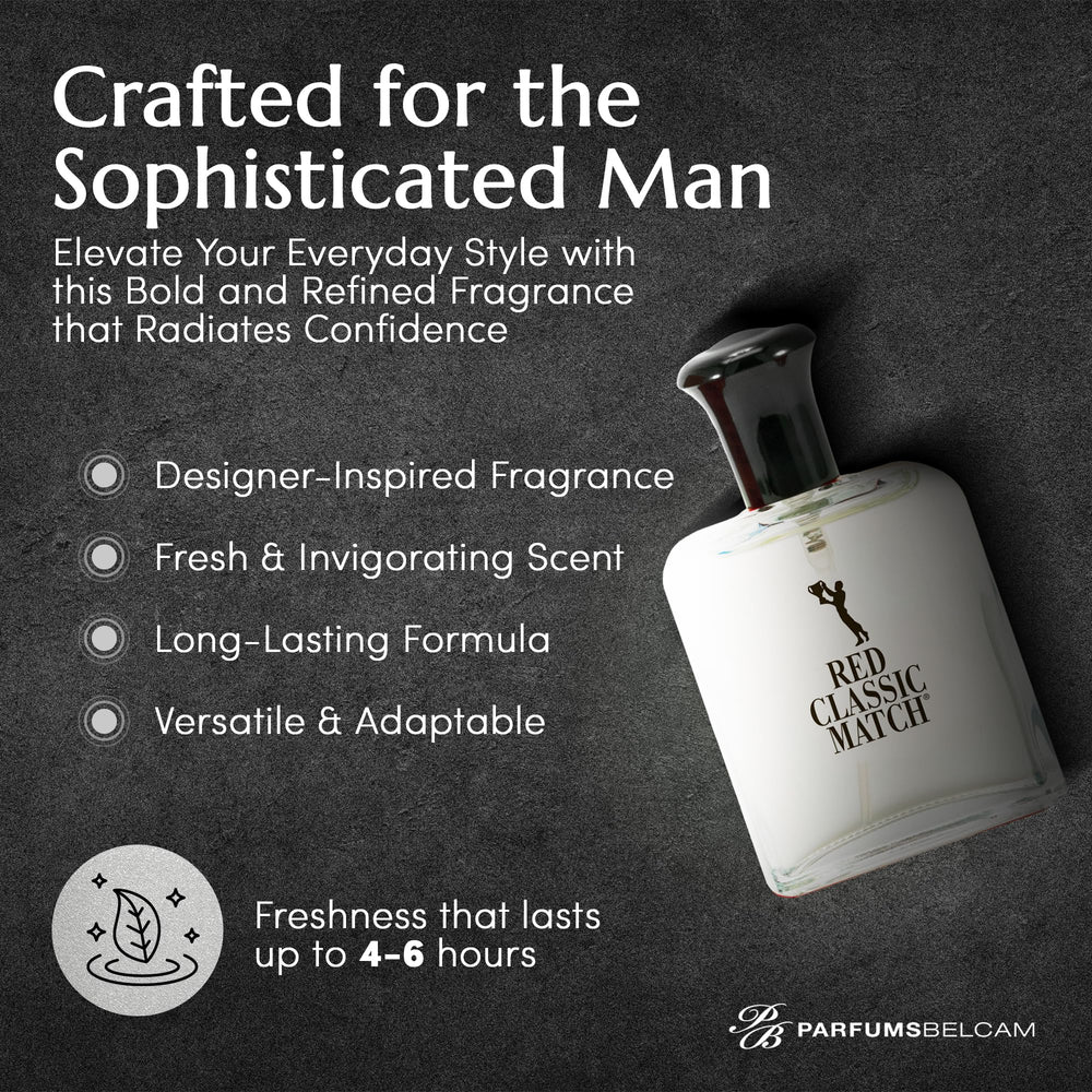 PB ParfumsBelcam Red Classic Match box, elegant presentation for upscale gifting.