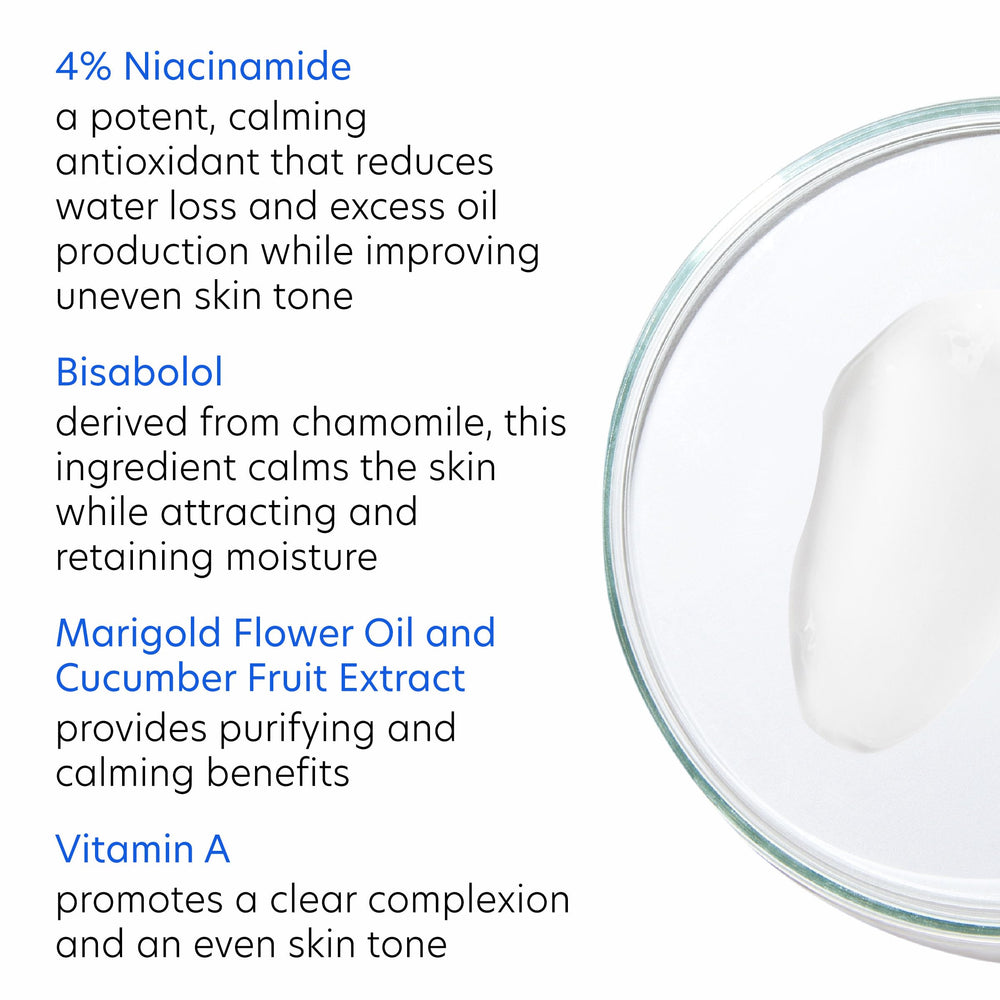 Moisturizer bottle side view highlights simple daily use for oily skin.