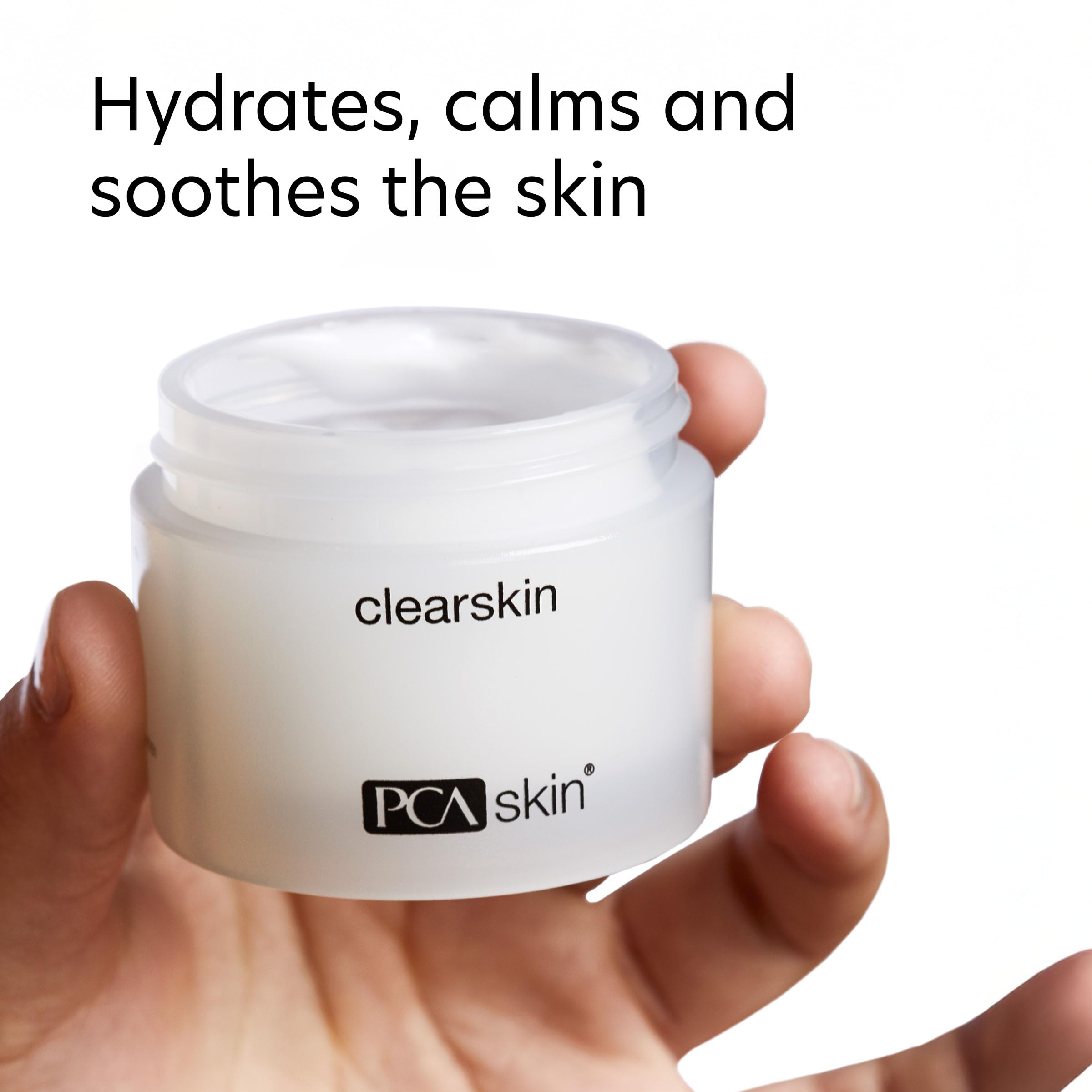 Moisturizer on the hand ready for daily use with PCA SKIN Clearskin.