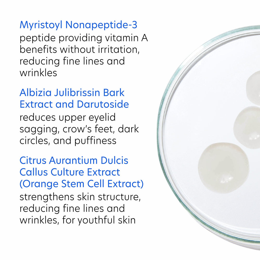 Close-up of eyelid area with PCA SKIN Ideal Complex Revitalizing Eye Gel for firming