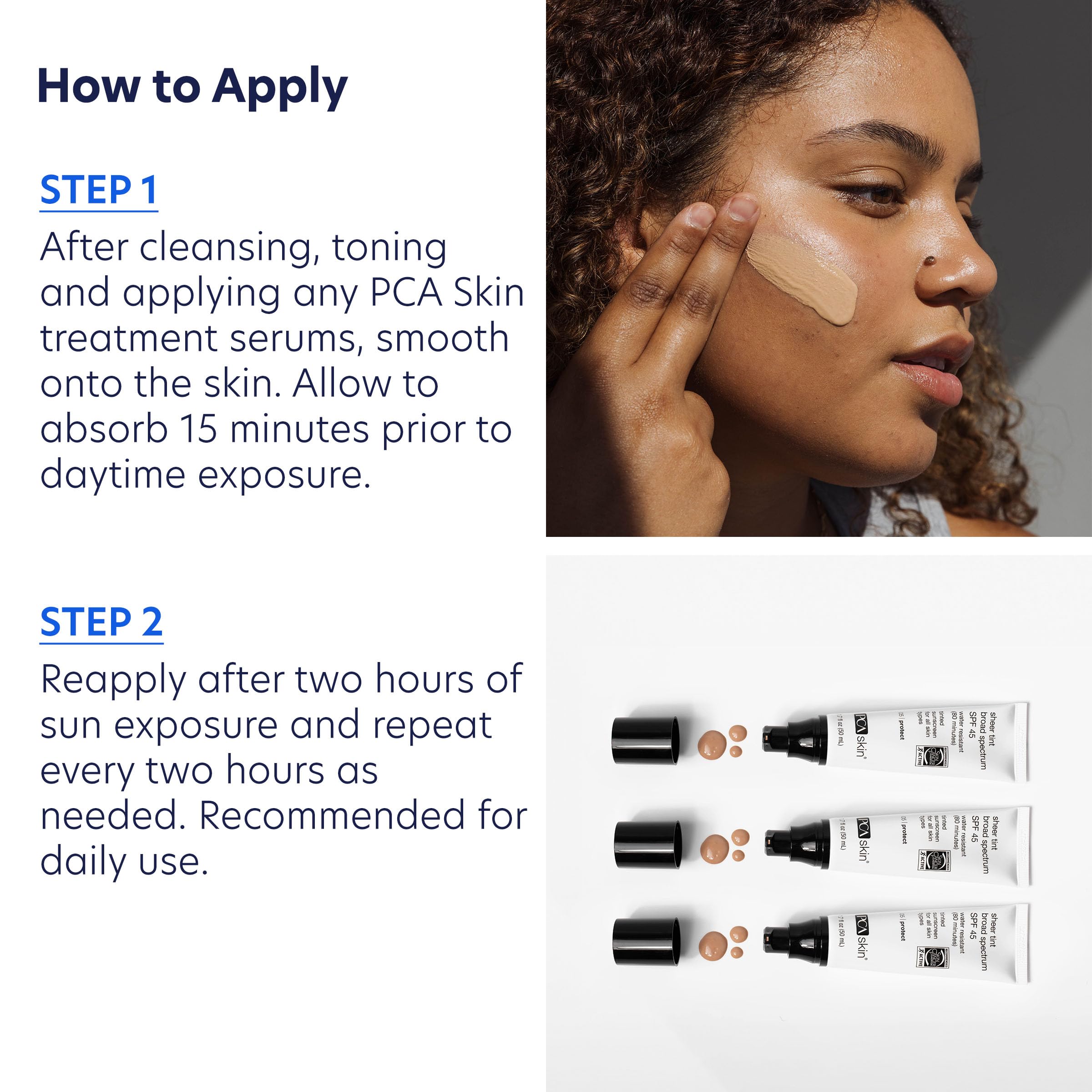 PCA SKIN sunscreen texture reveals a moisturizing finish