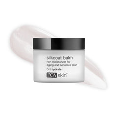 PCA Skin Silkcoat Face Cream Balm jar shows silky texture for deep hydration.