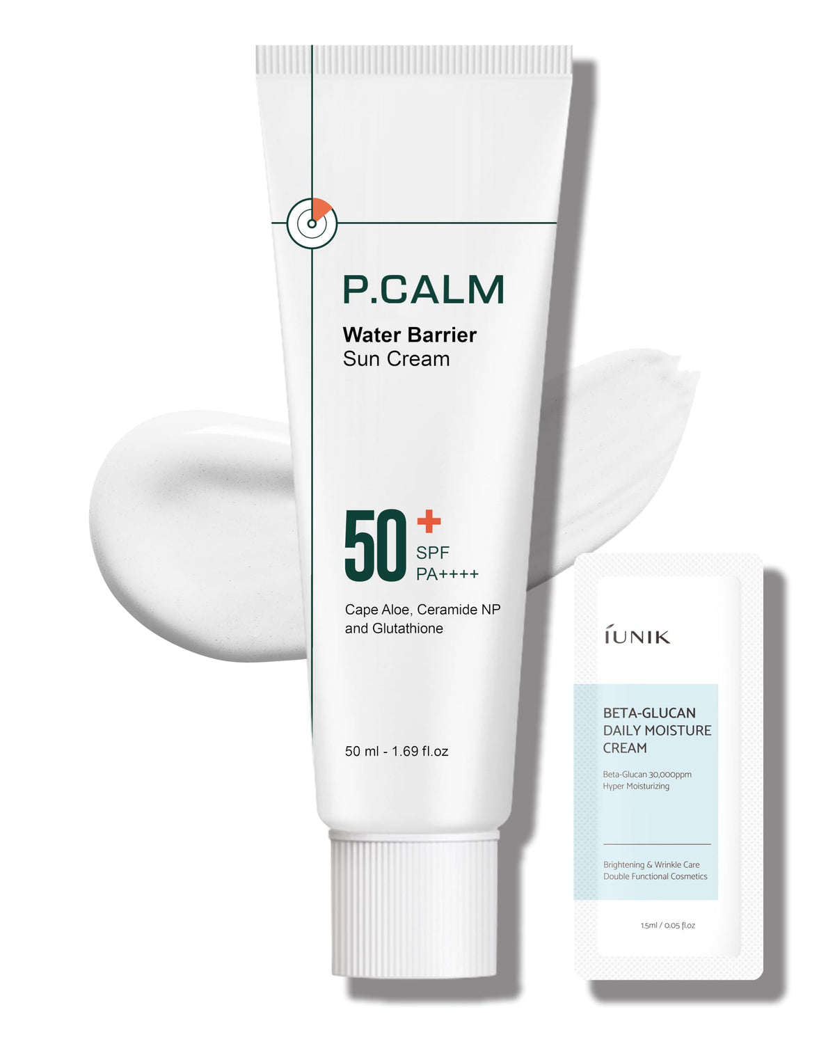 PCALM crema solar barrera de agua, aplicación suave y sin residuo blanco.
