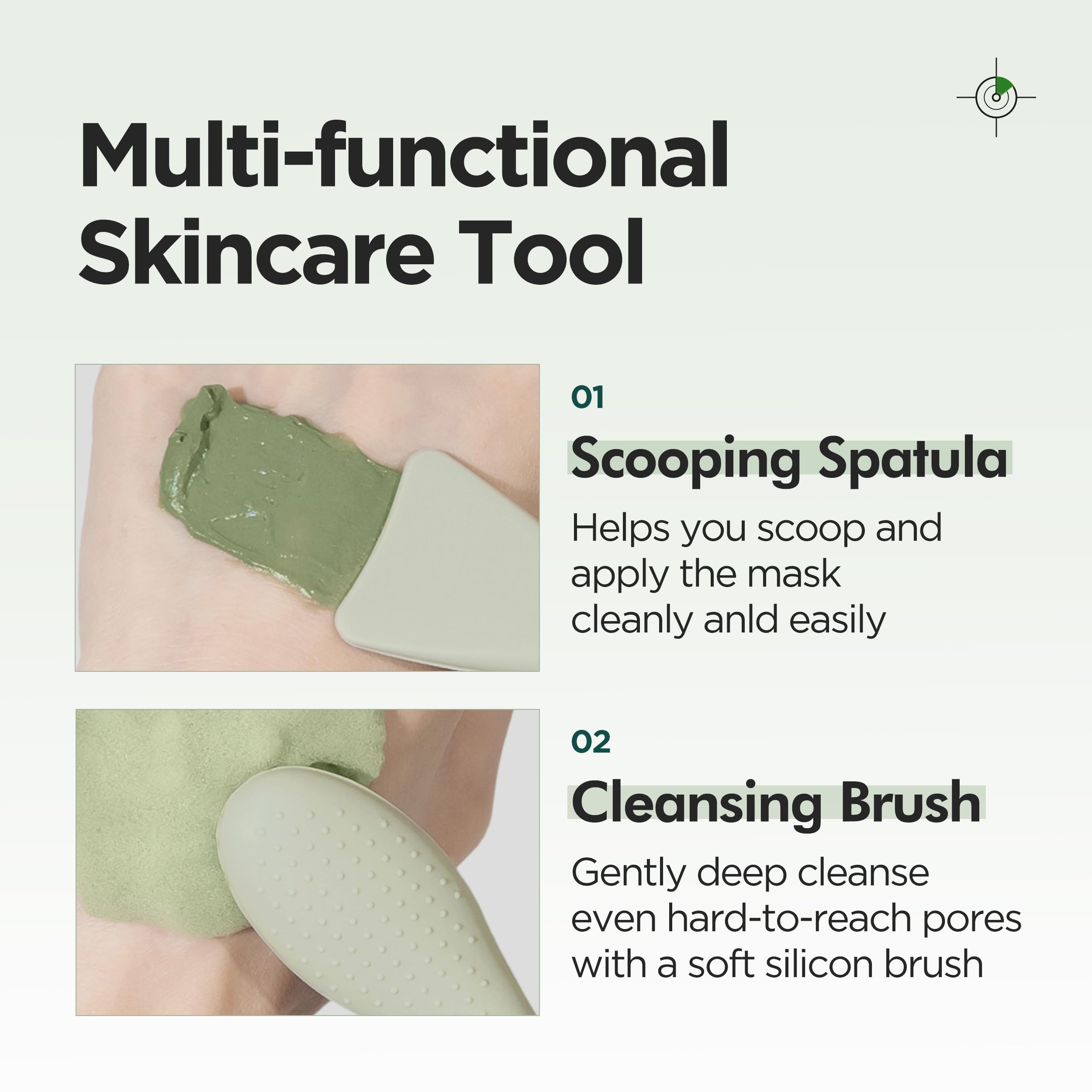 P.CALM dual pore brush exfoliation end for gentle deep cleansing.