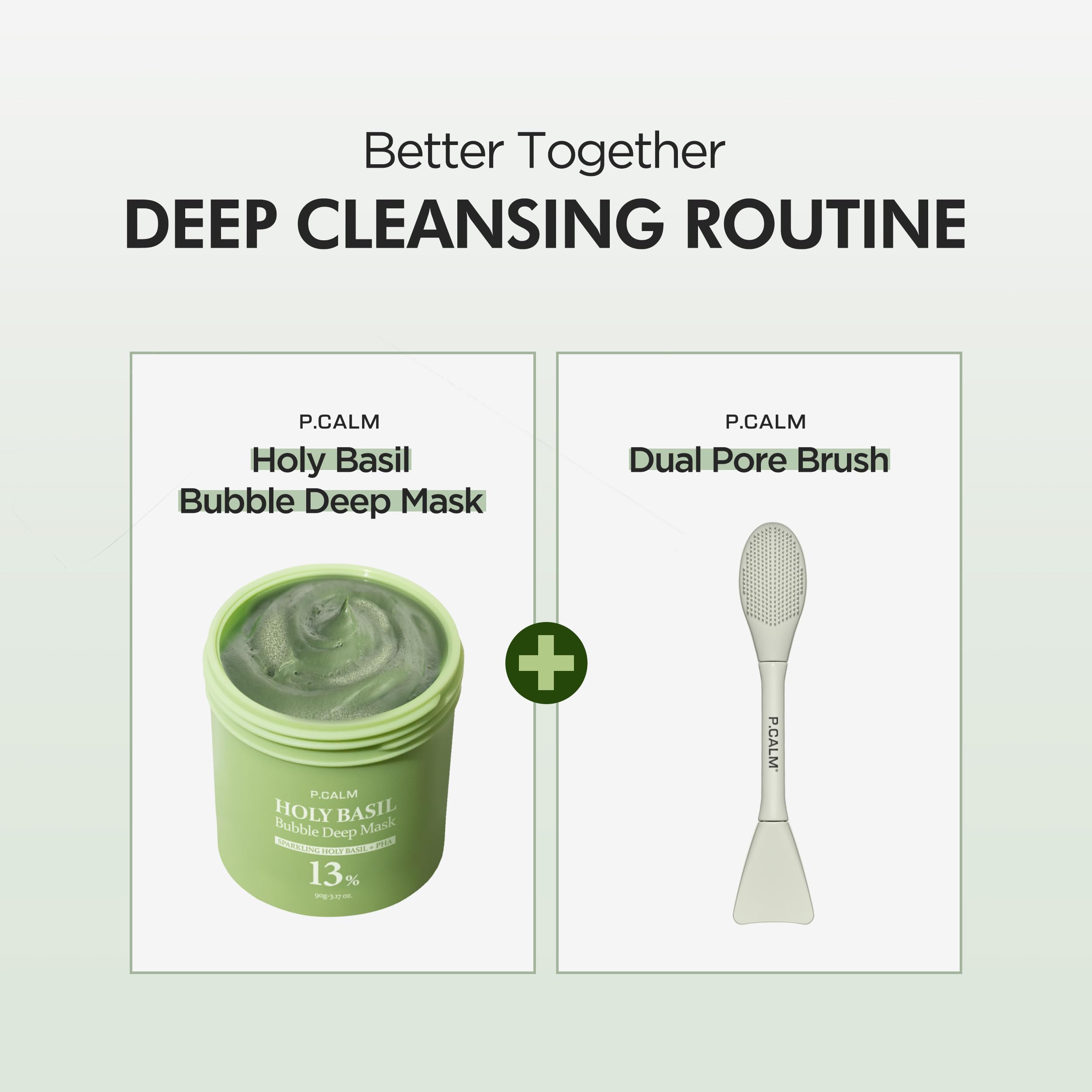 P.CALM massage action image highlighting soothing facial massage routine.