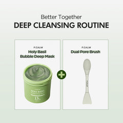 P.CALM massage action image highlighting soothing facial massage routine.