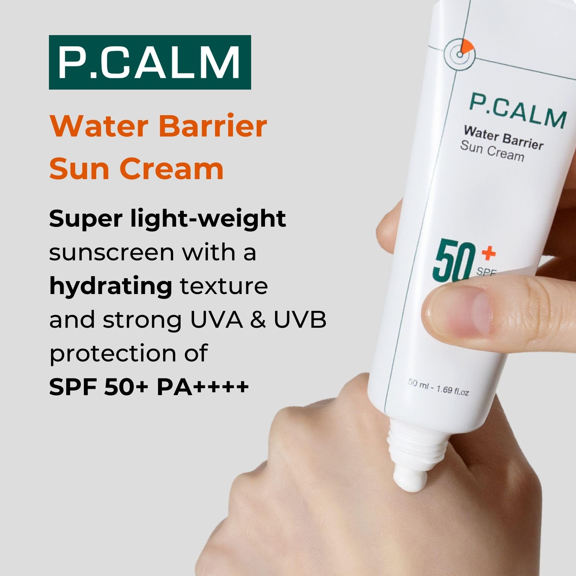 PCALM protección solar SPF50 para uso diario, compacto y práctico.