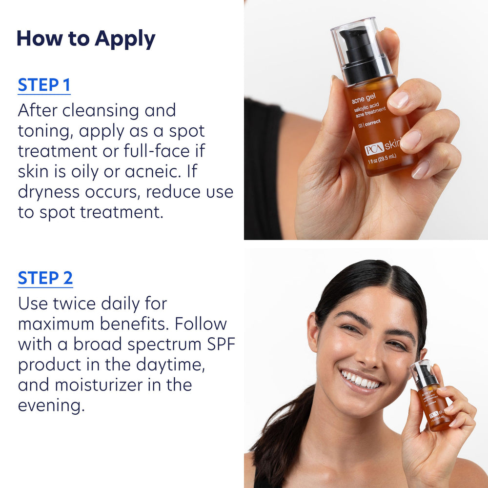 PCA SKIN Acne Gel being applied on the face during routine