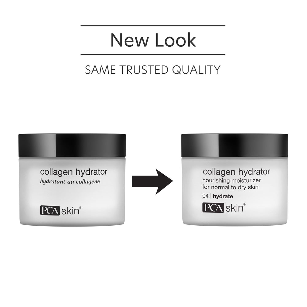 PCA SKIN Collagen Hydrator night cream jar on bedside with overnight renewal.