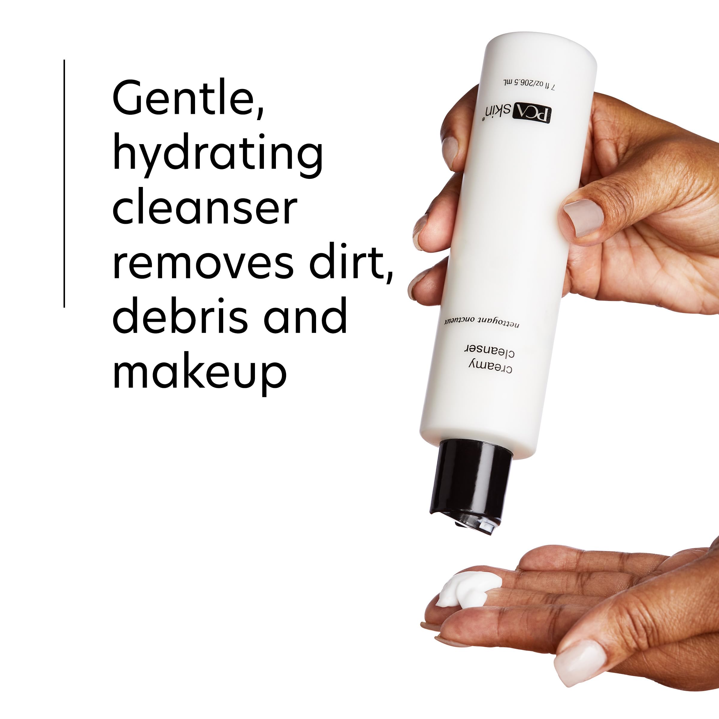PCA SKIN Creamy Moisturizing Face Cleanser foamy lather during wash.