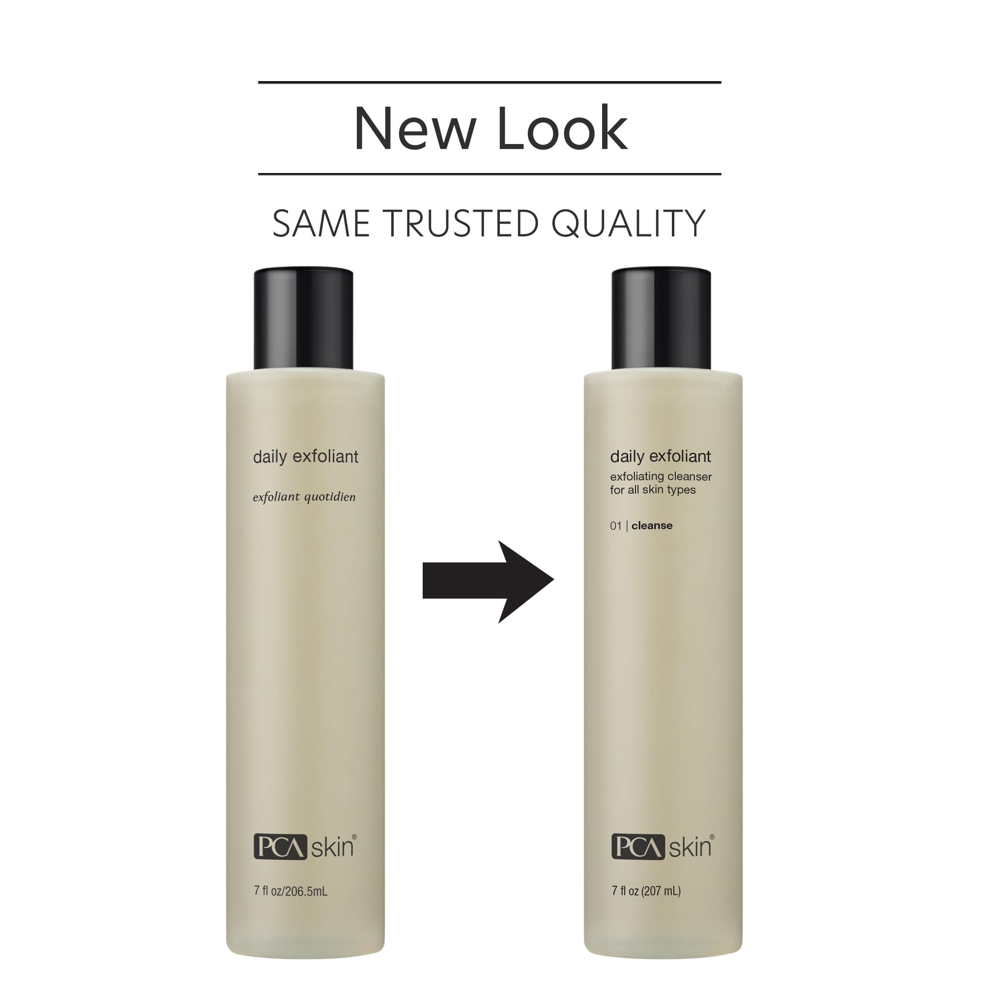 PCA SKIN Daily Face Exfoliant Cleanser label closeup highlighting biodegradable exfoliants.