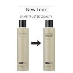 PCA SKIN Daily Face Exfoliant Cleanser label closeup highlighting biodegradable exfoliants.