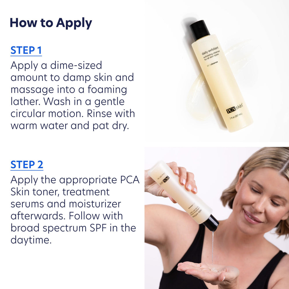 PCA SKIN Daily Face Exfoliant Cleanser used in morning routine for refreshed skin.