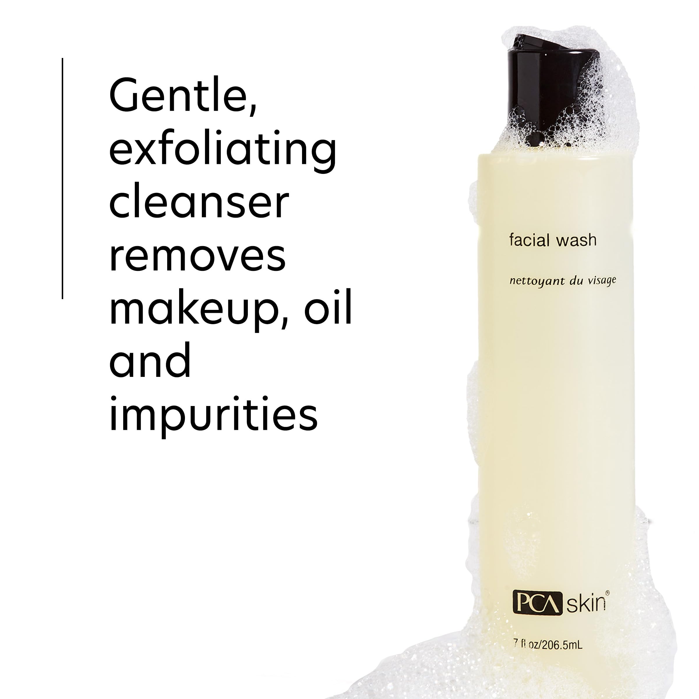 PCA SKIN cleanser bottle with Aloe Vera inset indicating soothing hydration