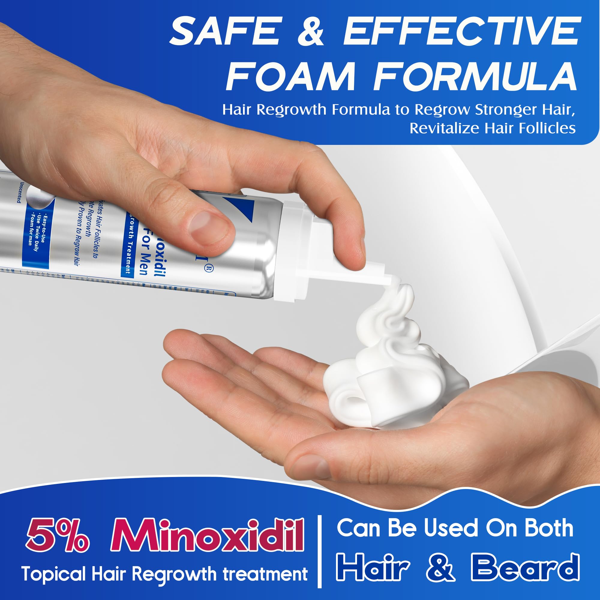 Pdam Minoxidil foam non-greasy formula leaves skin feeling clean